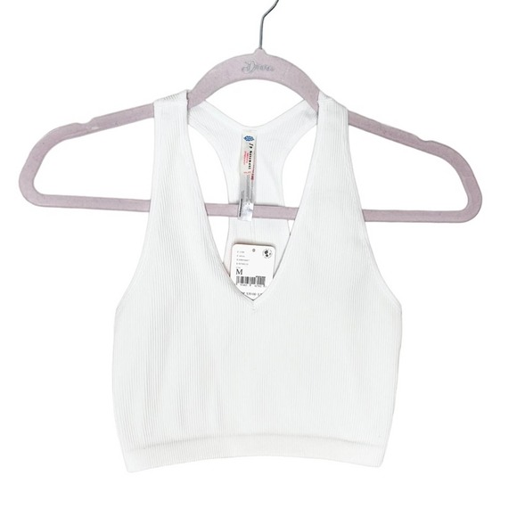 Free People Tops - NWT Free People Movement White Vneck Ribbed Cropped Tank